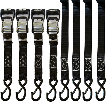 1.6" x 15' Ratchet Tie-Down Set  (Pack of 4) , Closed Hook (Lifetime Warranty)