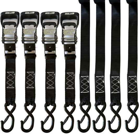 1.6" x 15' Ratchet Tie-Down Set  (Pack of 4) , Closed Hook (Lifetime Warranty)